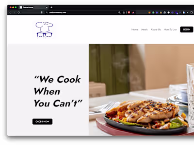 Cooks Corner Seamless Food Ordering and Delivery Platform