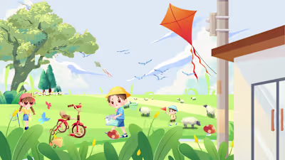 Summer Day Adventure with Kites and Friends