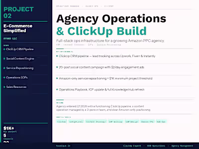 E-Commerce Simplified - Agency Operations & ClickUp Build