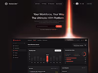 HRM Dark SaaS Landing Page design