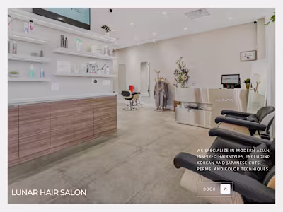 Lunar Hair Salon created w/ Framer and Integrated w/ Fresha