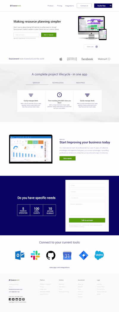 Sourcement Landing Page