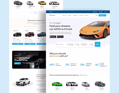Car Rental Website Landing Page UI Design, UIUX Design