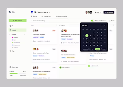 Oaks Task manager dashboard on Behance