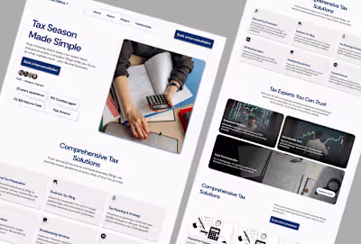 A clean, professional landing page design for a tax consulti...
