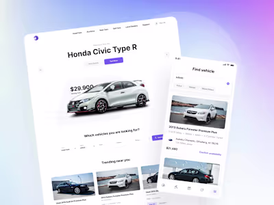 Vehically Web and Mobile UI Kit Design