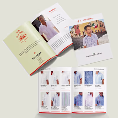 San Cristobal Men's Fashion Apparel Brand Catalog Design