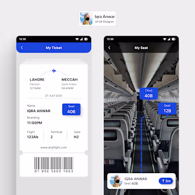AR Flight Booking App UI Design