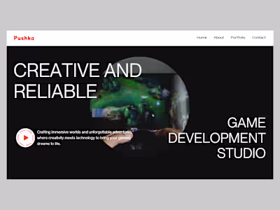 Framer Landing page for pushka Game development Studio 