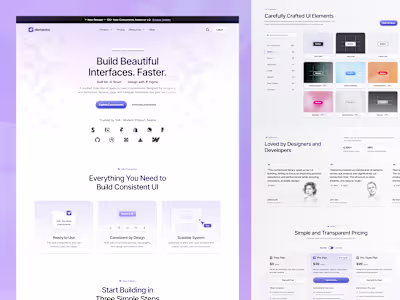 Elementra Component Library Landing Page Design