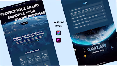 Landing page for web hosting agency