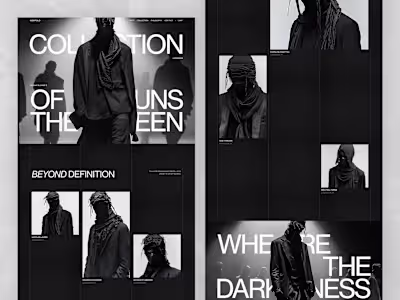 Dark Fashion Lookbook Website – Figma + Framer + Art Direction