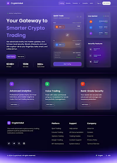 CryptoValut Landing Page Design