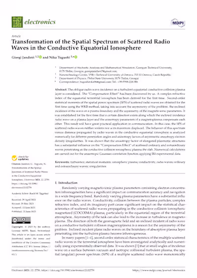 Transformation of the Spatial Spectrum of Scattered Radio Waves 