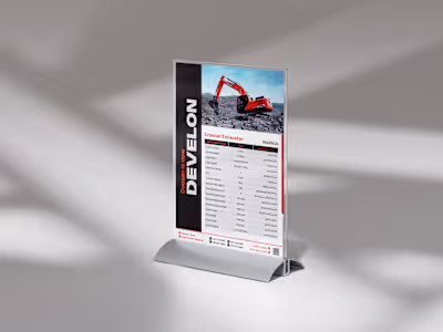 DEVELON Excavator Datasheets Design – Bilingual Print Material