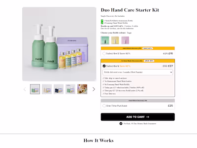 Neat Clean 2x Hand Wash Discovery Kits Product Page Design