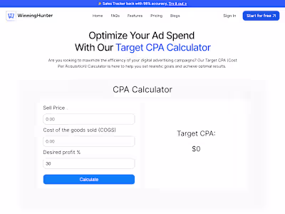 Framer Web Page and Custom Target CPA Calculator