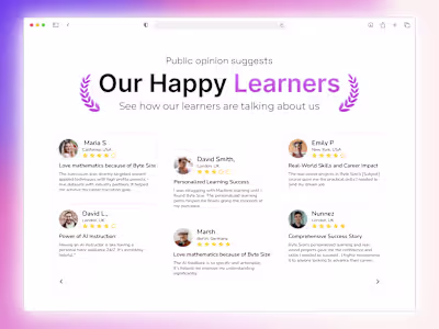 Testimonial Section – Website UI