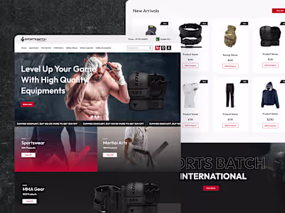 Sport Equipment E-commerce Website UI/UX