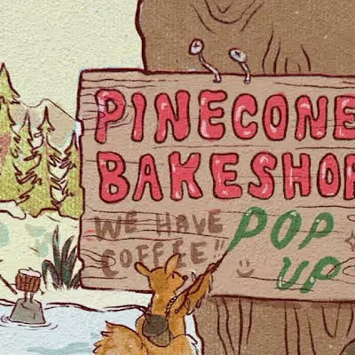 Illustrated Instagram Flyers for Pinecone Bakeshop + Cafe