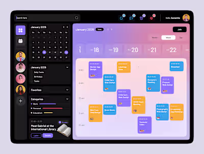 Smart Calendar Dashboard UI Design
