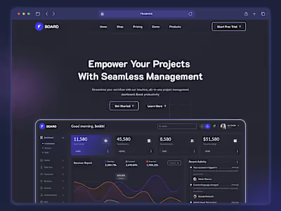 Dashboard Landing Page | Figma | UI Design