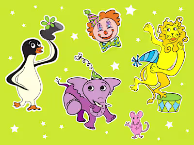 Illustrations for games, stickers, and puzzles