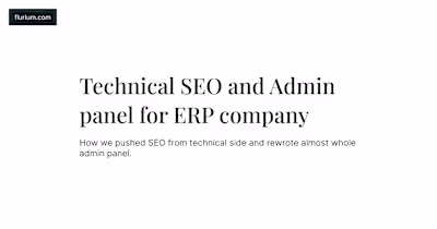 Technical SEO and Admin panel for ERP company