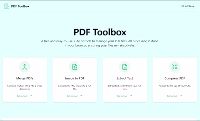 About 3 months ago, I built PDF Toolbox (https://github.com/...