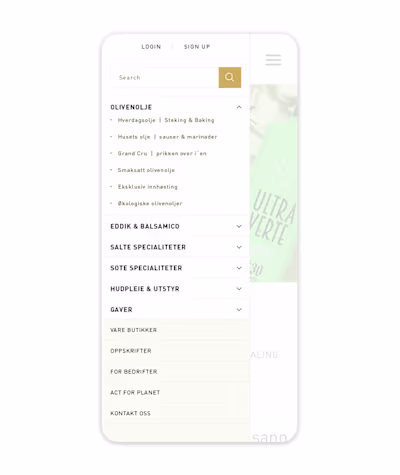 Design concept for Olive Ecommerce web shop