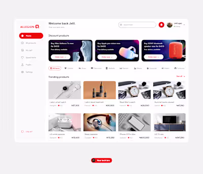 E-commerce web app dashboard ui