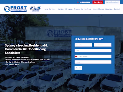 Frost Air Conditioning Website Rebuild