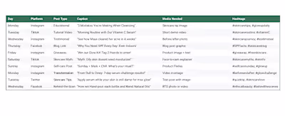 Weekly Social Media Calendar (for a Skincare Brand)