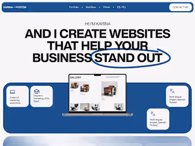 A website portfolio for a web designer