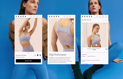 Luxury activewear user interface (UI).