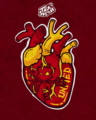 2D Digital Drawn Illustrations Heart × Football
