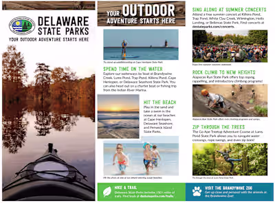 Delaware State Parks Welcome Map Brochure