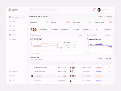 Meet Dealvia — a modern and intuitive CRM dashboard interfac...