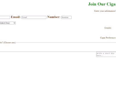Cigar Club Sign-Up Form