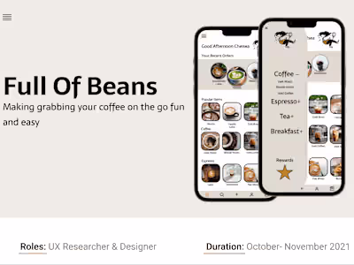 Full Of Beans Cafe Mobile App Design