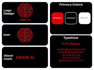A tech-forward visual identity crafted for Ariem AI, featuri...