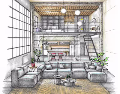 Architectural Illustration of a Loft