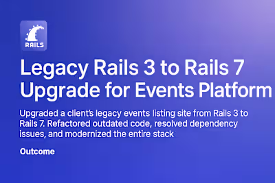 Legacy Rails 3 to Rails 7 Upgrade for Events Platform