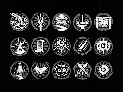 20+ custom achievements/icons designed for a video game a wh...