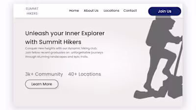 Immersive Figma Hero Section Concept for Hiking club