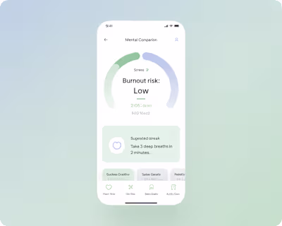 Mental Health Companion Minimalist UI that pulls data from s...