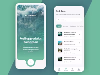 UI design of an app for mental and physical self-care