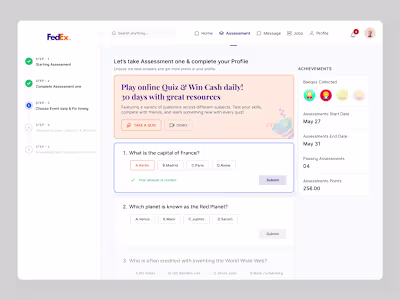 Assessment & Quiz Dashboard Design