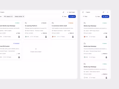 Project dashboard and mobile responsive ✨ Focus here wasn’t ...