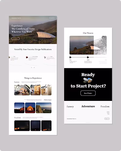 Autonomous Tent Co. Landing Page Design